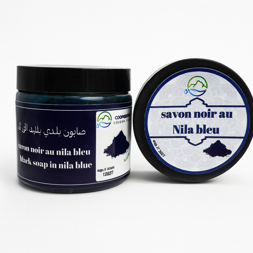Jabón Negro (Beldi) Marroquí Auténtico con Nila Azul